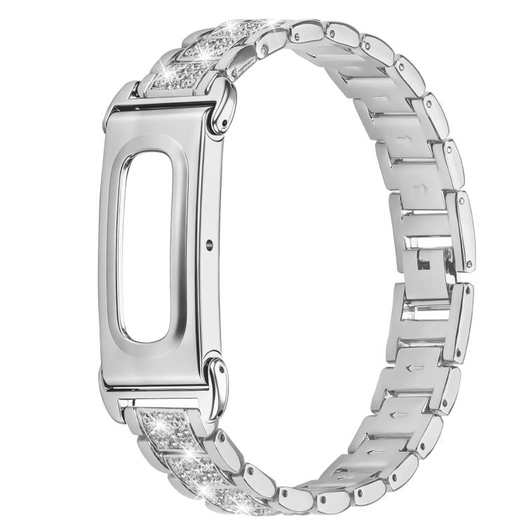 Metal Case Integrated Three Beads Diamond Zinc Alloy Watch Band, For Google Fitbit Air