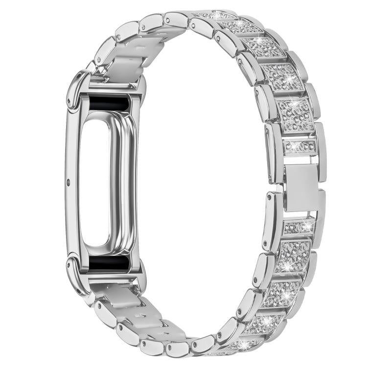 Metal Case Integrated Three Beads Diamond Zinc Alloy Watch Band, For Google Fitbit Air