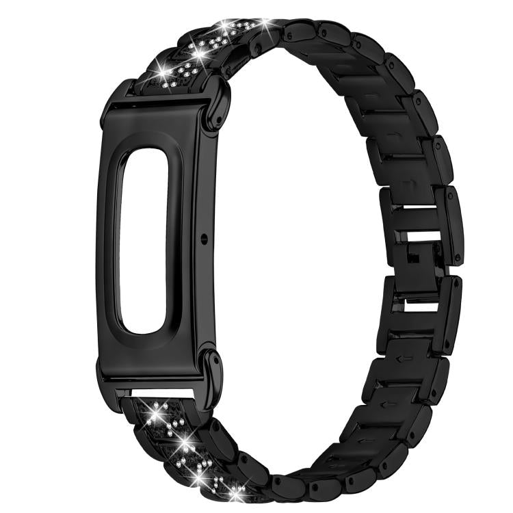 Metal Case Integrated Three Beads Diamond Zinc Alloy Watch Band, For Google Fitbit Air