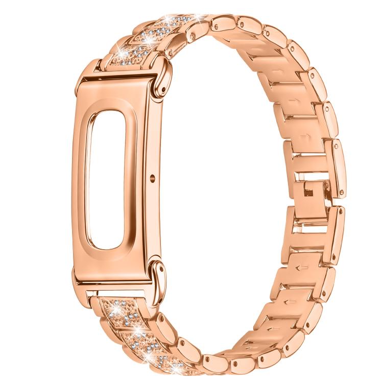 Metal Case Integrated Three Beads Diamond Zinc Alloy Watch Band, For Google Fitbit Air