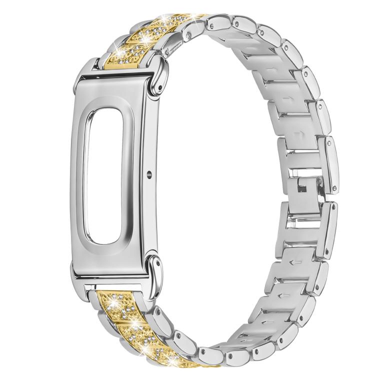Metal Case Integrated Three Beads Diamond Zinc Alloy Watch Band, For Google Fitbit Air