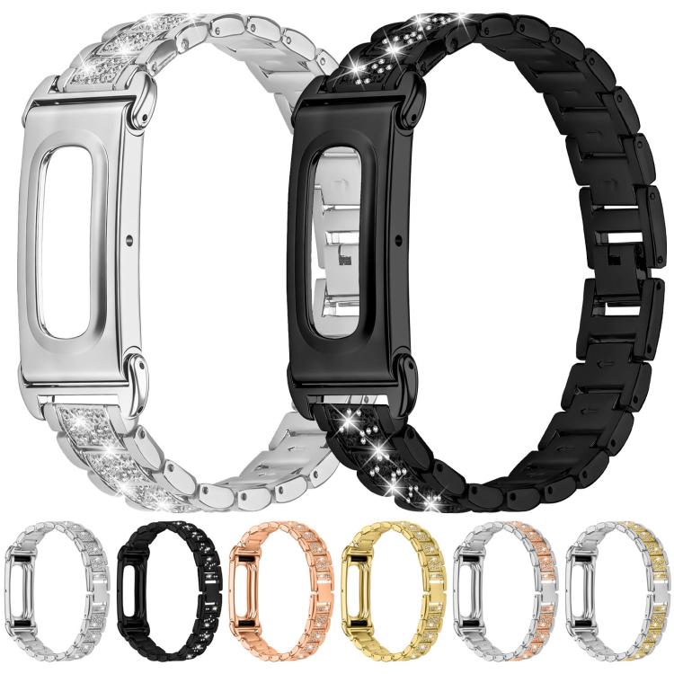 Metal Case Integrated Three Beads Diamond Zinc Alloy Watch Band, For Google Fitbit Air