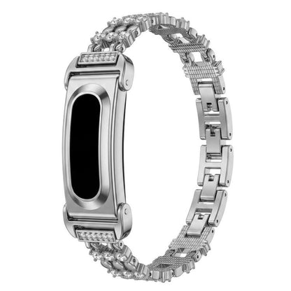 Metal Case Integrated Lace Star Rhinestone Zinc Alloy Watch Band, For Google Fitbit Air