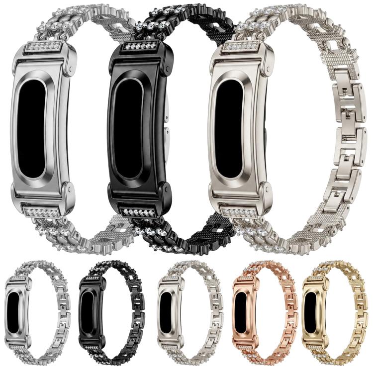 Metal Case Integrated Lace Star Rhinestone Zinc Alloy Watch Band, For Google Fitbit Air