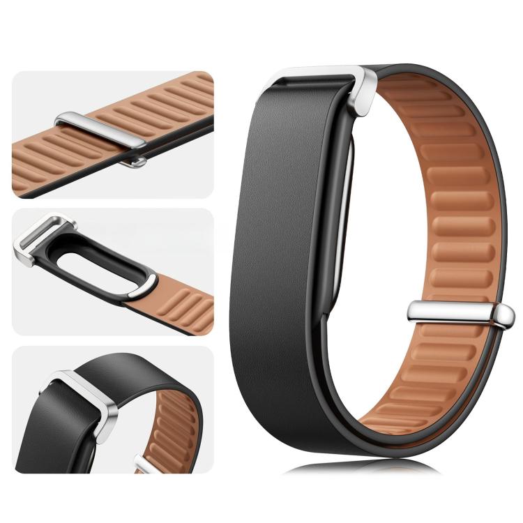 Smooth Buckle Closure Loop Genuine Leather Watch Band, For Google Fitbit Air