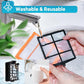 Washable reusable vacuum filter set with orange frame rinsed in water