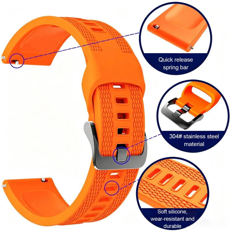 Double-Sided Honeycomb Texture Pin Buckle Solid Color Silicone Watch Band, 22mm