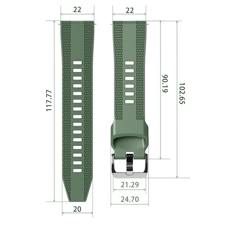 Double-Sided Honeycomb Texture Pin Buckle Solid Color Silicone Watch Band, 22mm