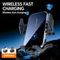 Wireless car charger phone mount with vent clamps and wireless charging phone cradle