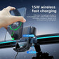 Qi car wireless charger bracket holding a phone in an auto-lock cradle