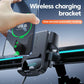 Qi wireless car phone holder with automatic locking cradle holding a phone