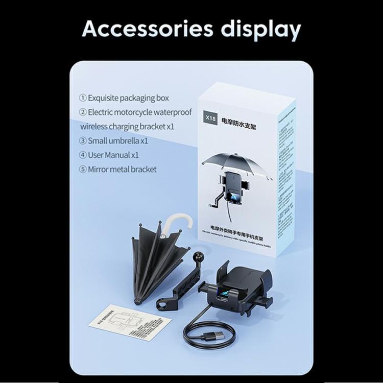 Waterproof wireless charging phone mount kit with mounting brackets and charging cable