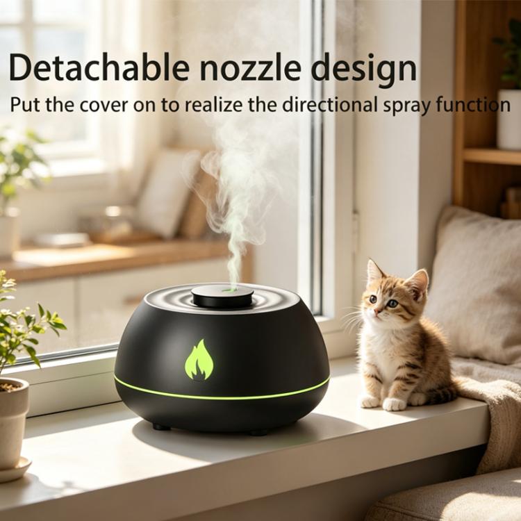 Flame Essential Oil Diffuser 130ml Ultrasonic Aromatherapy Humidifier, 7 Color Gradient Light, Black, White