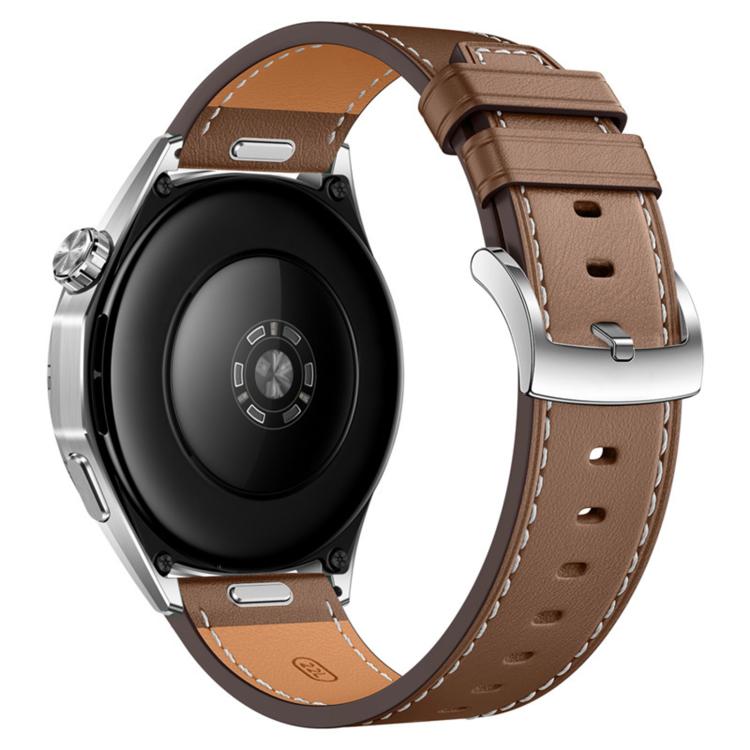 Press Button Pin Buckle Flat Tail Genuine Leather Watch Band, 18mm