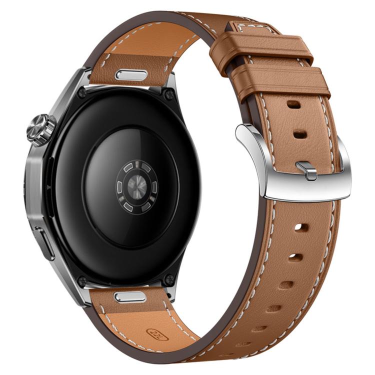 Press Button Pin Buckle Flat Tail Genuine Leather Watch Band, 18mm