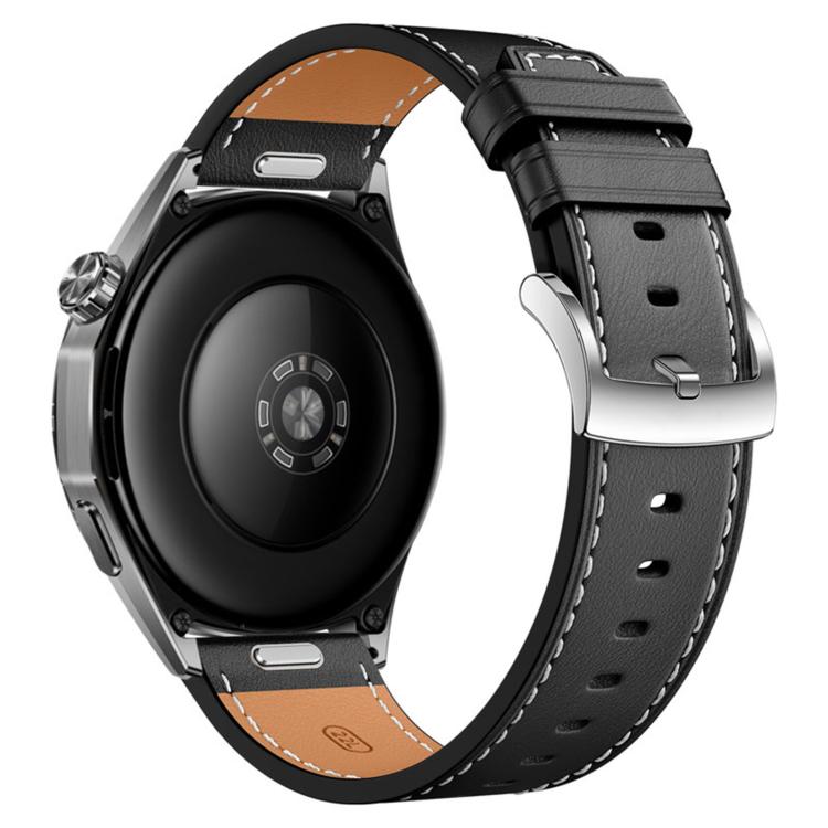 Press Button Pin Buckle Flat Tail Genuine Leather Watch Band, 18mm