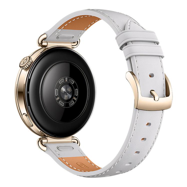 Press Button Pin Buckle Flat Tail Genuine Leather Watch Band, 18mm