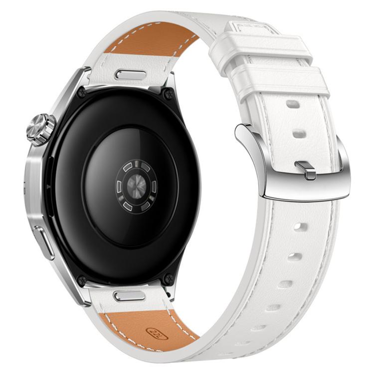 Press Button Pin Buckle Flat Tail Genuine Leather Watch Band, 18mm