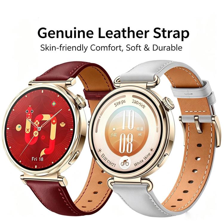 Press Button Pin Buckle Flat Tail Genuine Leather Watch Band, 18mm