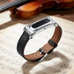 Metal Case Integrated Slim Genuine Leather Watch Band, For Google Fitbit Air
