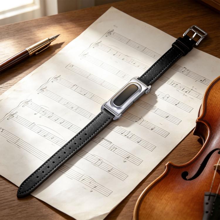 Metal Case Integrated Slim Genuine Leather Watch Band, For Google Fitbit Air
