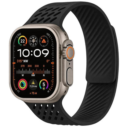 Diagonal Texture Perforated Magnetic Silicone Watch Band, For Apple Watch 46mm / 49mm / 45mm / 44mm, For Apple Watch 42mm / 41mm / 40mm / 38mm
