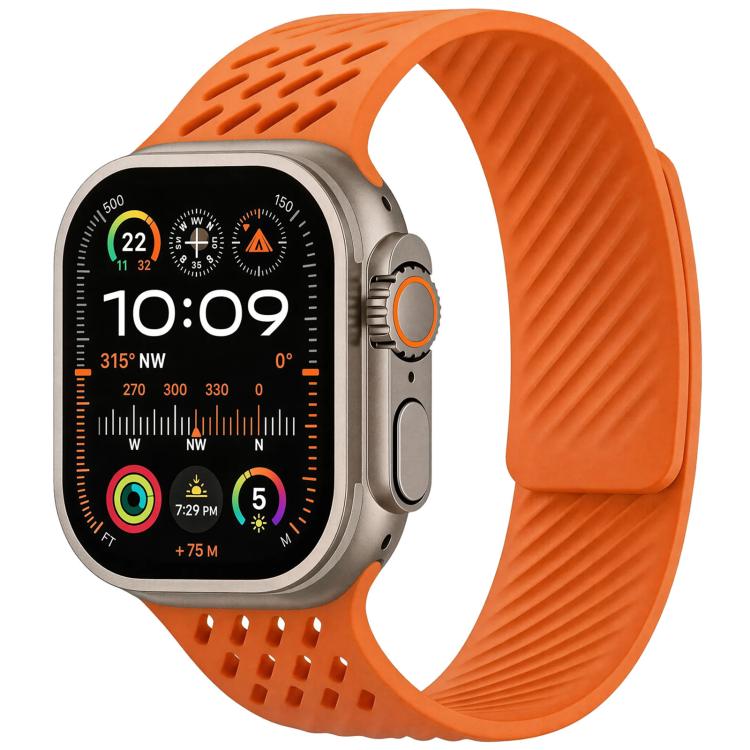 Diagonal Texture Perforated Magnetic Silicone Watch Band, For Apple Watch 46mm / 49mm / 45mm / 44mm, For Apple Watch 42mm / 41mm / 40mm / 38mm