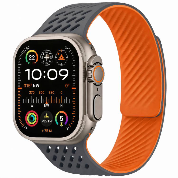 Diagonal Texture Perforated Magnetic Silicone Watch Band, For Apple Watch 46mm / 49mm / 45mm / 44mm, For Apple Watch 42mm / 41mm / 40mm / 38mm
