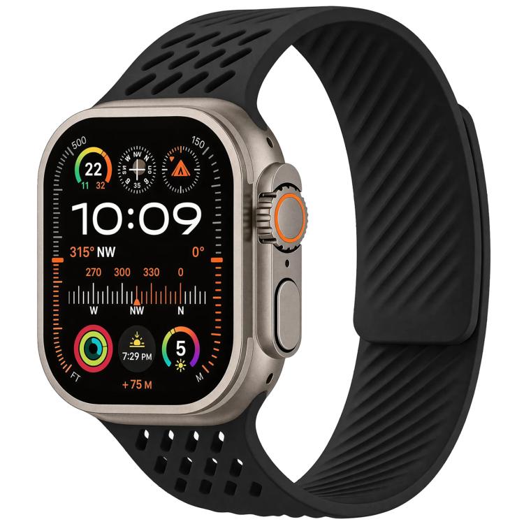 Diagonal Texture Perforated Magnetic Silicone Watch Band, For Apple Watch 46mm / 49mm / 45mm / 44mm, For Apple Watch 42mm / 41mm / 40mm / 38mm