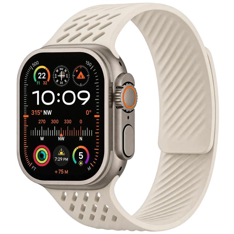 Diagonal Texture Perforated Magnetic Silicone Watch Band, For Apple Watch 46mm / 49mm / 45mm / 44mm, For Apple Watch 42mm / 41mm / 40mm / 38mm