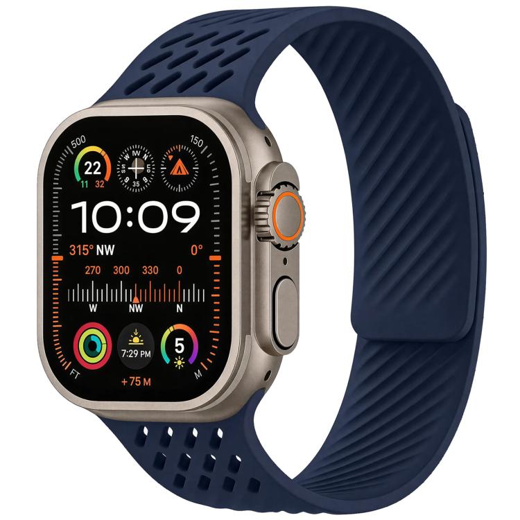 Diagonal Texture Perforated Magnetic Silicone Watch Band, For Apple Watch 46mm / 49mm / 45mm / 44mm, For Apple Watch 42mm / 41mm / 40mm / 38mm