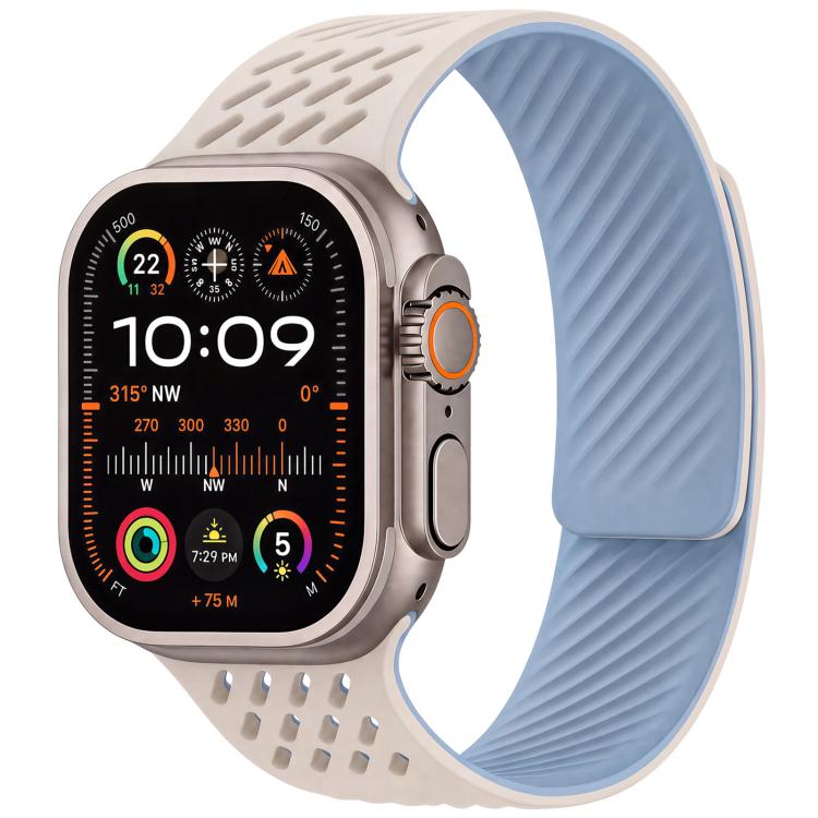 Diagonal Texture Perforated Magnetic Silicone Watch Band, For Apple Watch 46mm / 49mm / 45mm / 44mm, For Apple Watch 42mm / 41mm / 40mm / 38mm