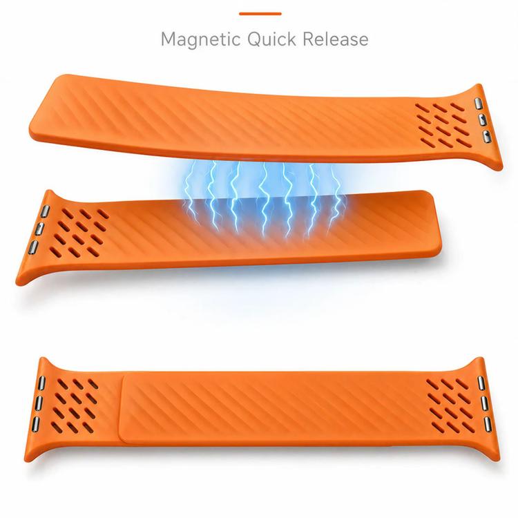 Diagonal Texture Perforated Magnetic Silicone Watch Band, For Apple Watch 46mm / 49mm / 45mm / 44mm, For Apple Watch 42mm / 41mm / 40mm / 38mm