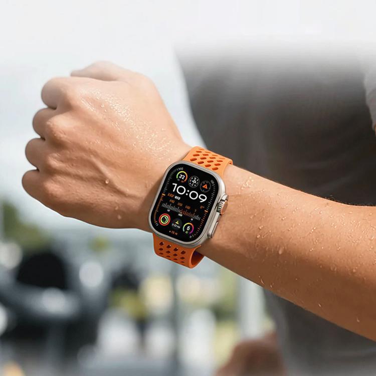 Diagonal Texture Perforated Magnetic Silicone Watch Band, For Apple Watch 46mm / 49mm / 45mm / 44mm, For Apple Watch 42mm / 41mm / 40mm / 38mm
