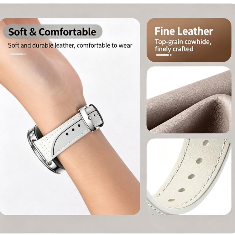 Spring Bar Style Pin Buckle Two-Tone Genuine Leather Watch Band, 18mm
