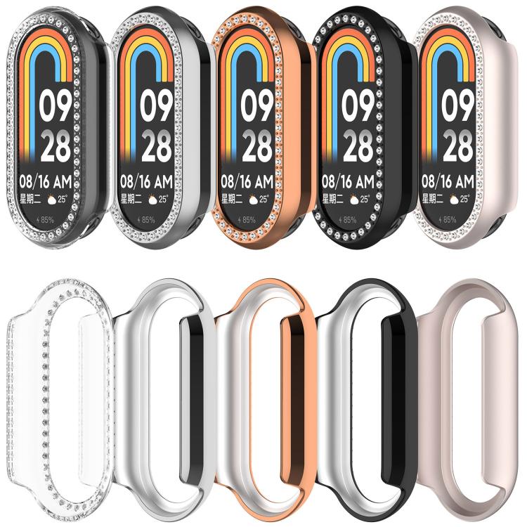 Single Row Diamond Half Coverage Hollow PC Watch Case, For Xiaomi Smart Band 11 / 11 NFC