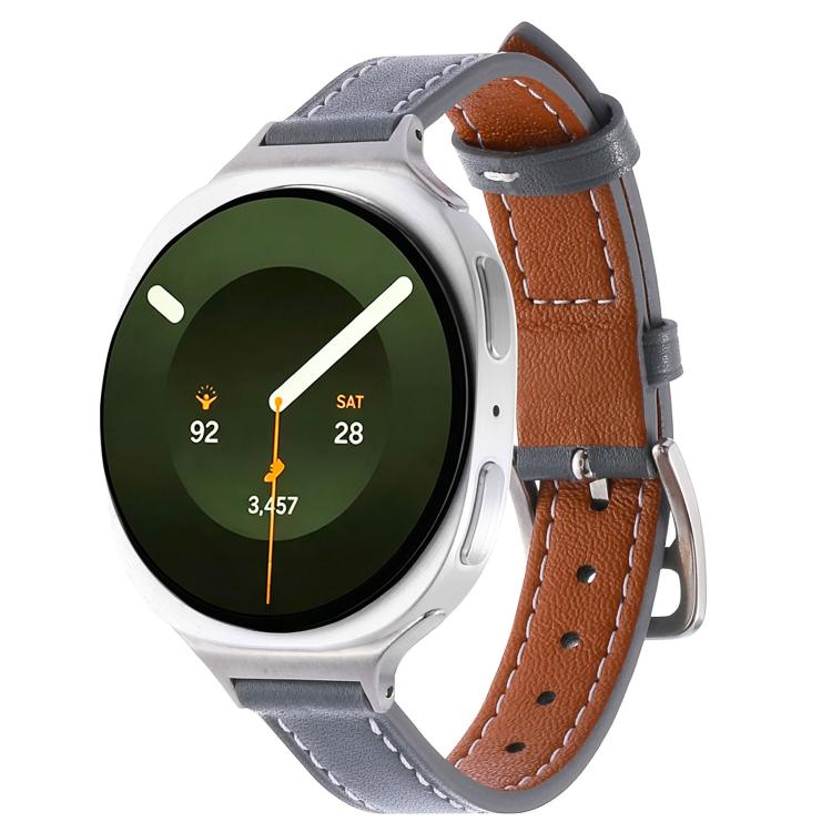 Slim Plain Genuine Leather Watch Band, For Galaxy Watch9 / 8 / 8 Classic