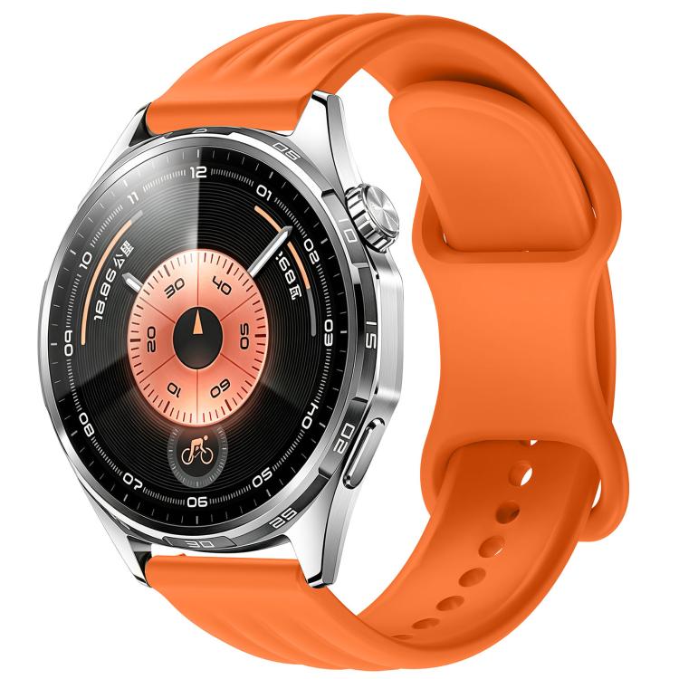 Wave-Textured Butterfly Clasp Solid Color Silicone Watch Band, 22mm, 20mm, 18mm