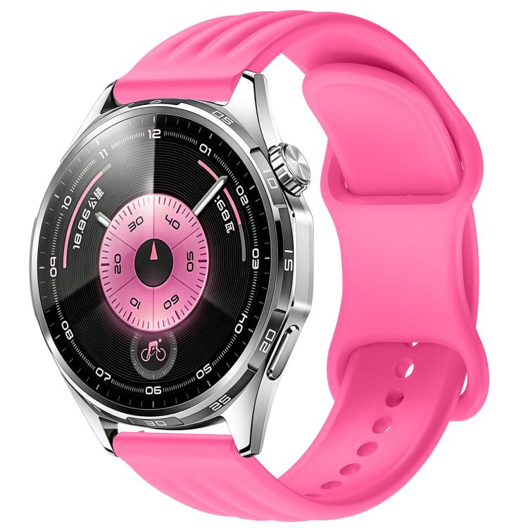 Wave-Textured Butterfly Clasp Solid Color Silicone Watch Band, 22mm, 20mm, 18mm