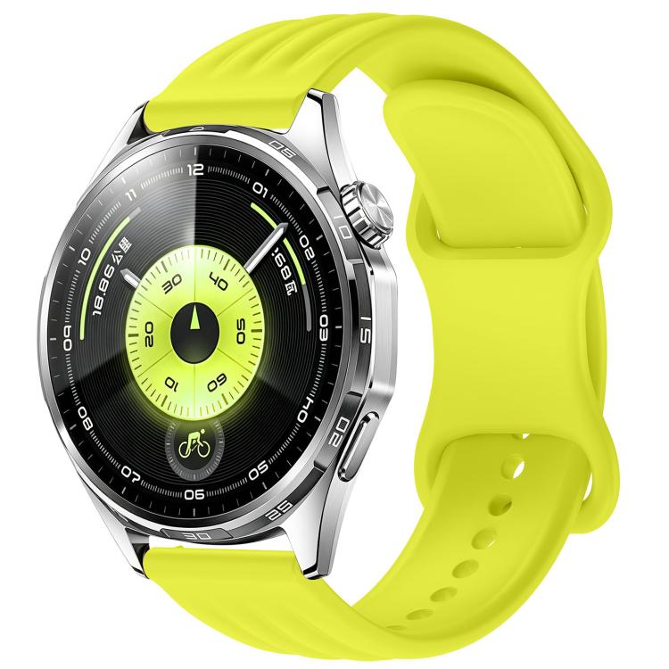 Wave-Textured Butterfly Clasp Solid Color Silicone Watch Band, 22mm, 20mm, 18mm