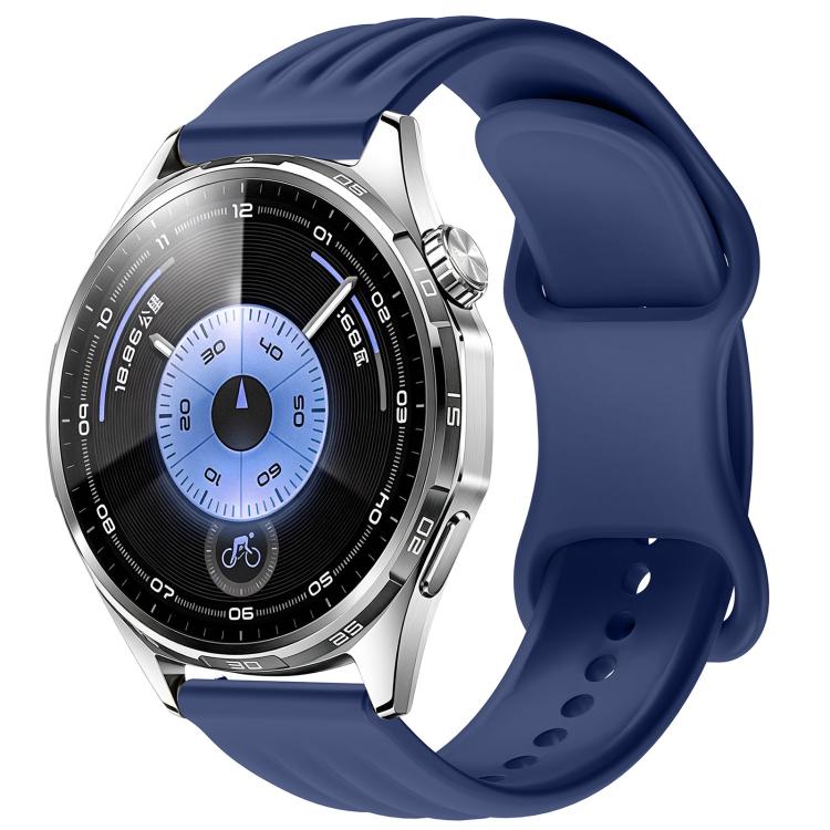 Wave-Textured Butterfly Clasp Solid Color Silicone Watch Band, 22mm, 20mm, 18mm
