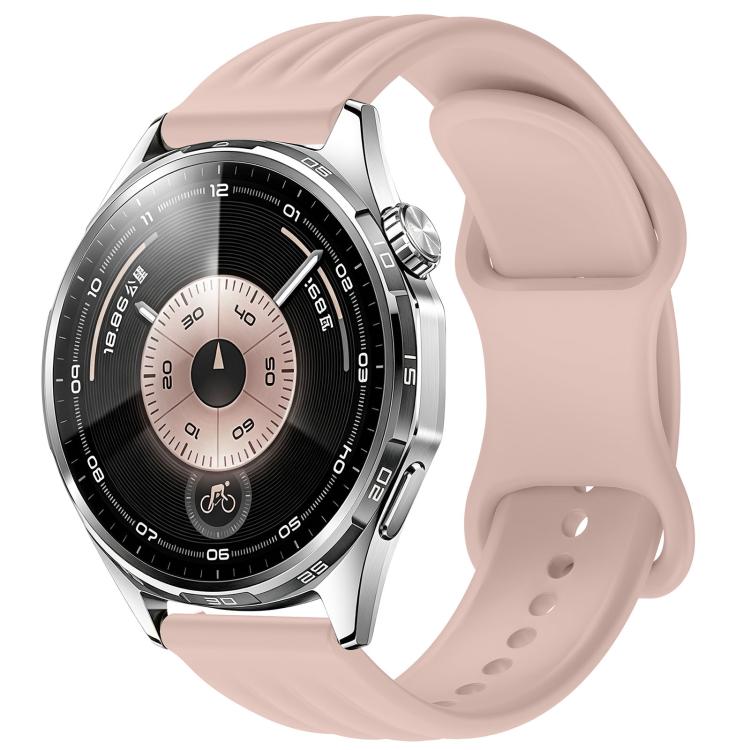 Wave-Textured Butterfly Clasp Solid Color Silicone Watch Band, 22mm, 20mm, 18mm