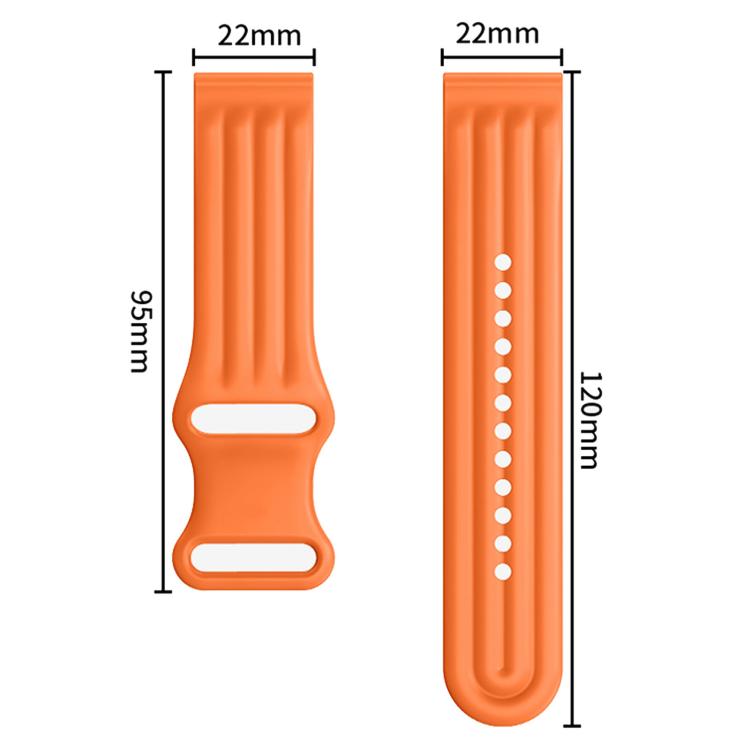 Wave-Textured Butterfly Clasp Solid Color Silicone Watch Band, 22mm, 20mm, 18mm