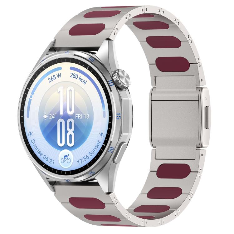 Magnetic Style Alloy Hybrid Silicone Watch Band, 22mm