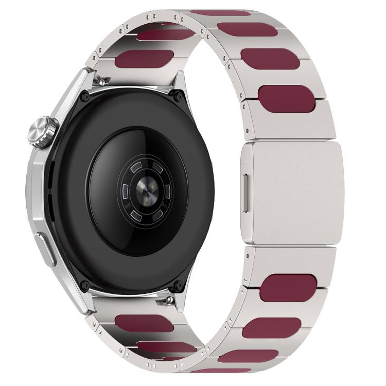 Magnetic Style Alloy Hybrid Silicone Watch Band, 22mm