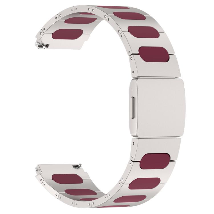 Magnetic Style Alloy Hybrid Silicone Watch Band, 22mm