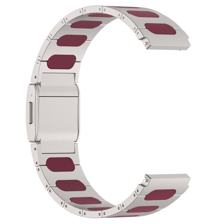 Magnetic Style Alloy Hybrid Silicone Watch Band, 22mm