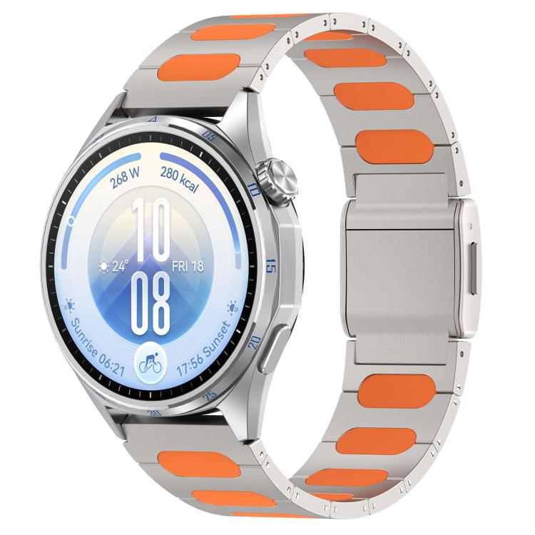 Magnetic Style Alloy Hybrid Silicone Watch Band, 22mm