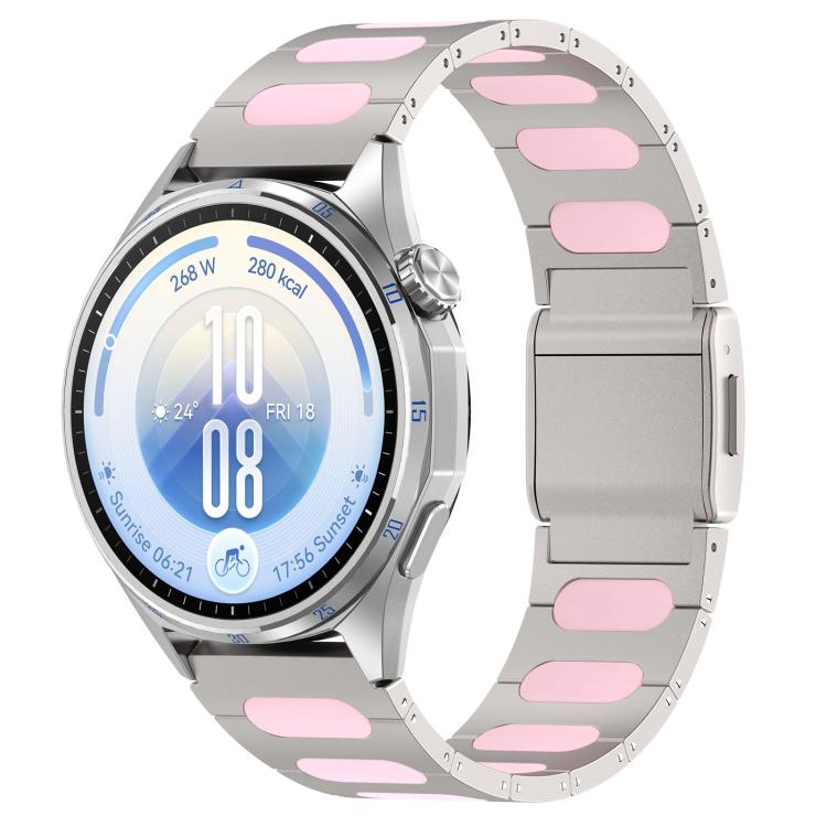 Magnetic Style Alloy Hybrid Silicone Watch Band, 22mm