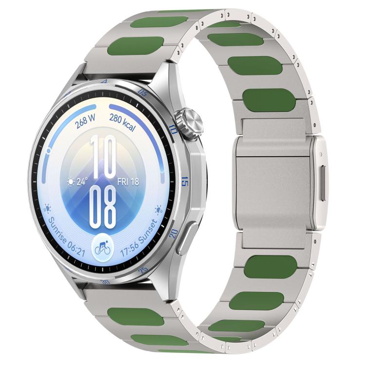 Magnetic Style Alloy Hybrid Silicone Watch Band, 22mm